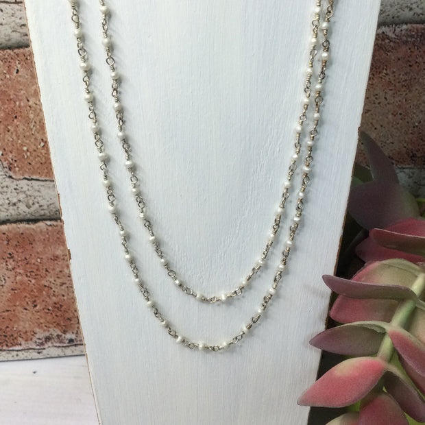 Leyva/16” & 18” Wire-wrapped Pearls, Oxidized Sterling Silver Necklace