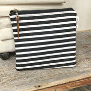 Black & White Stripe/Med Cotton Zip Bag by September Skye