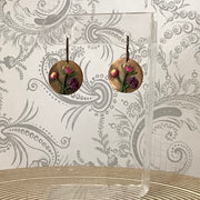 Bea/Hand Painted Flora Bronze Charm Brass Earrings