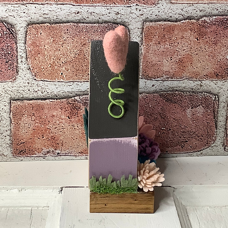 Eggplant Mini House with Heart Chimney and Garden