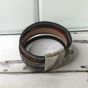 LE273/7.5" Multi-Strand Leather Magnetic Clasp Cuff