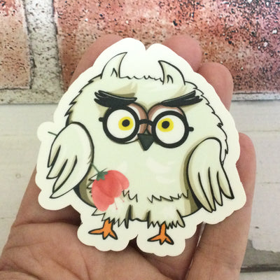 Owl with Flower/Vinyl Sticker - by lydeen