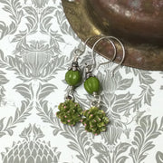 Gina/Hand Painted Succulent Charm Silver Earrings