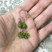 Gina/Hand Painted Succulent Charm Silver Earrings