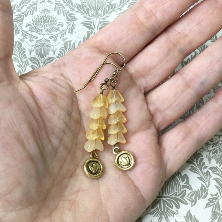 Corbin/Honey Czech Glass & Brass Earrings
