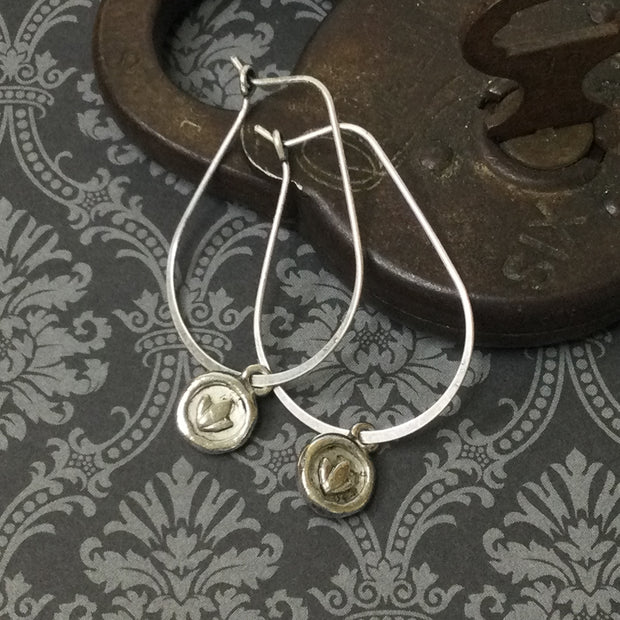 Issa/Lotus Charm Hoop Silver Earrings
