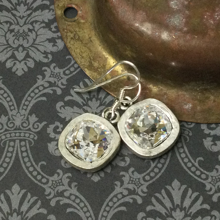Dane/Crystal Charm Silver Earrings