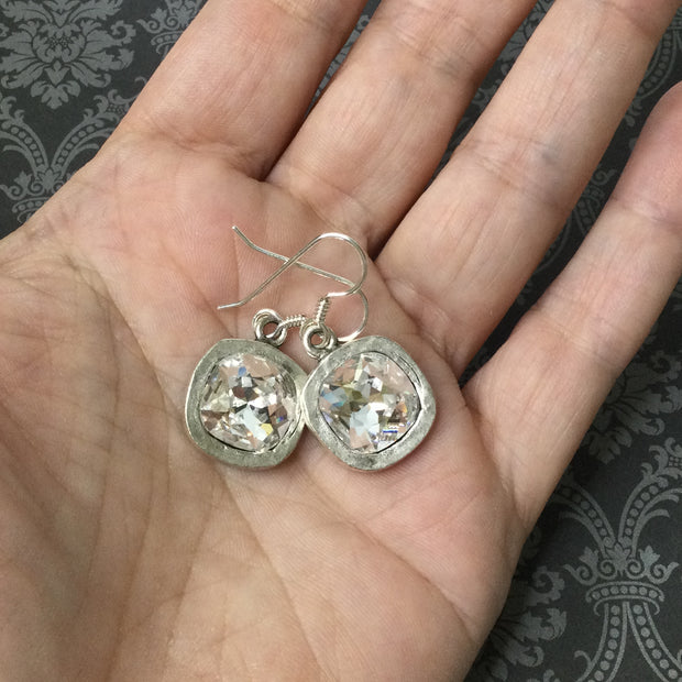 Dane/Crystal Charm Silver Earrings