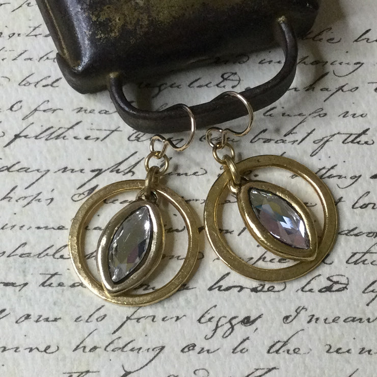 Beals/Gold Hoop With Crystal Gold Earrings