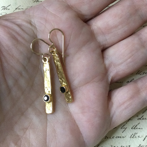 Alana/Gold Bar With Crystal Gold Earrings :: More Color Options