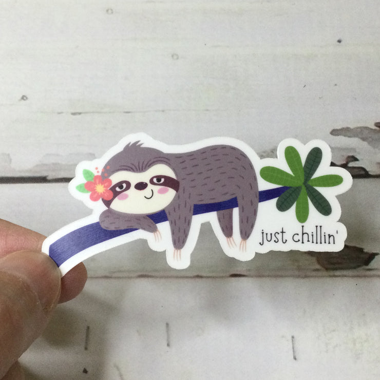 Sloth-Just Chillin'/Vinyl Sticker - by lydeen