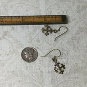 Tye/Bronze Fleur-de-lis Cross Brass Earrings