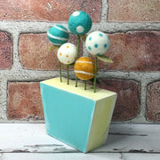 Turquoise & Butter/Wooly Flower Pot