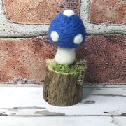 Solo French Blue Mushroom on Natural Tree Stump