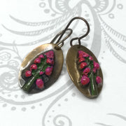 Kodi/Hand Painted Flora Bronze Charm Brass Earrings