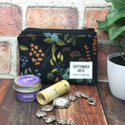 Black Soft Florals/Mini Cotton Zip Bag by September Skye