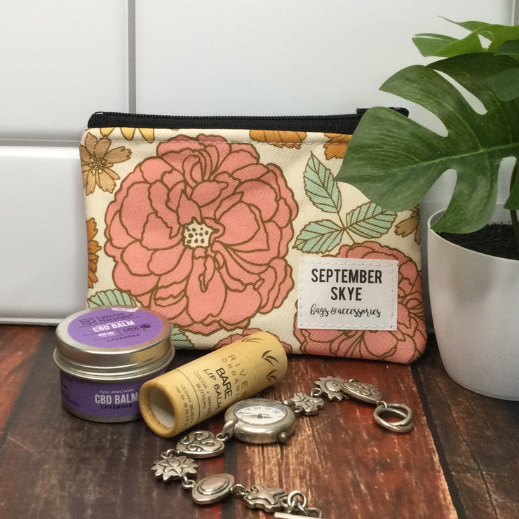 Boho Floral/Mini Cotton Zip Bag by September Skye