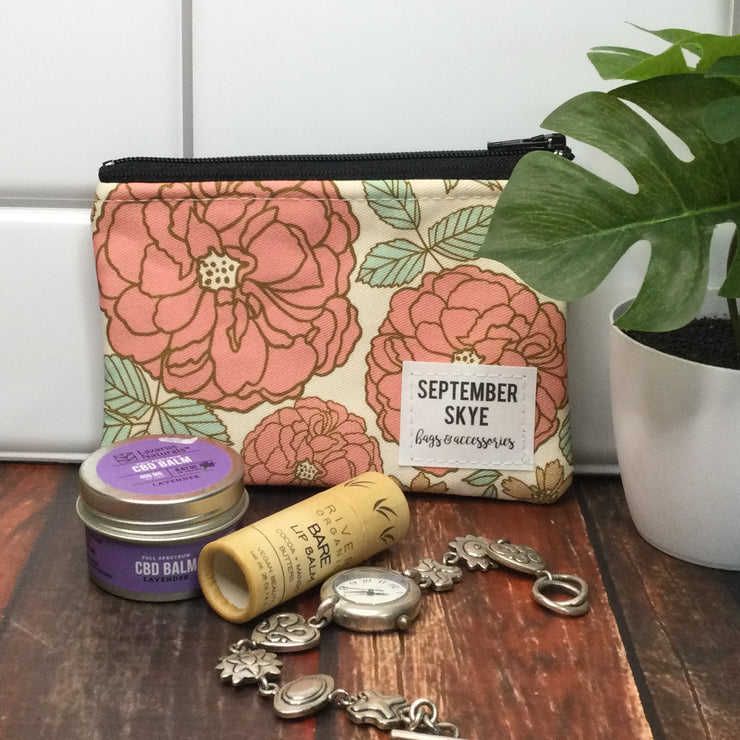 Boho Floral/Mini Cotton Zip Bag by September Skye