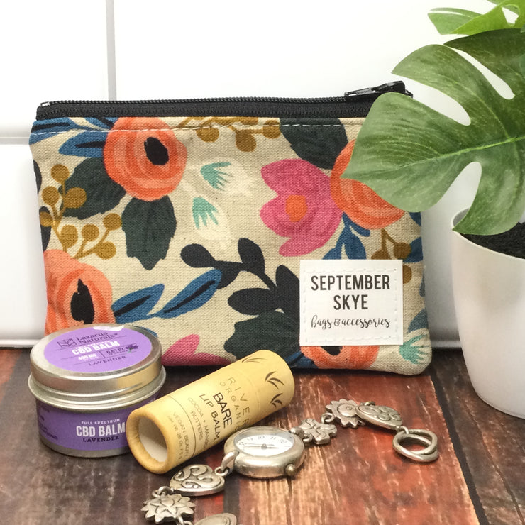 Sandy Florals/Mini Cotton Zip Bag by September Skye