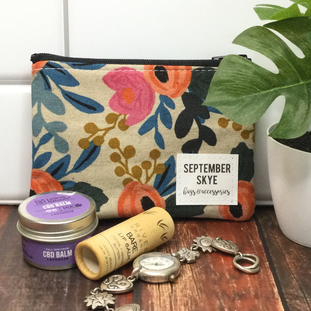 Sandy Florals/Mini Cotton Zip Bag by September Skye