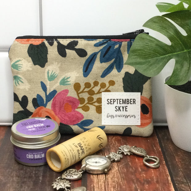 Sandy Florals/Mini Cotton Zip Bag by September Skye