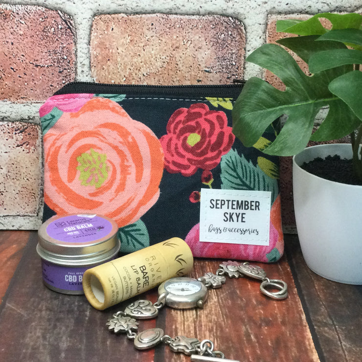 Juliet Rose Floral/Mini Cotton Zip Bag by September Skye