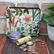 Linen Floral/Small Square Cotton Zip Bag by September Skye