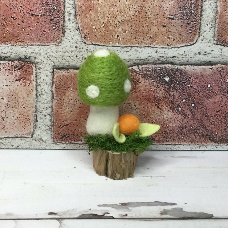 Wooly Citrus Green Mushroom on Natural Tree Stump