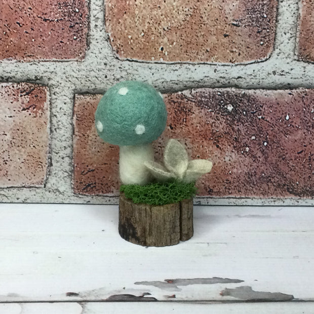 Solo Seaglass Mushroom on Natural Tree Stump