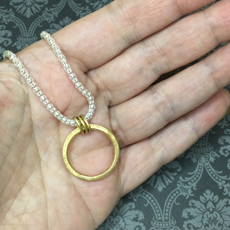 Carla/18” Gold Ring Sterling Silver Necklace