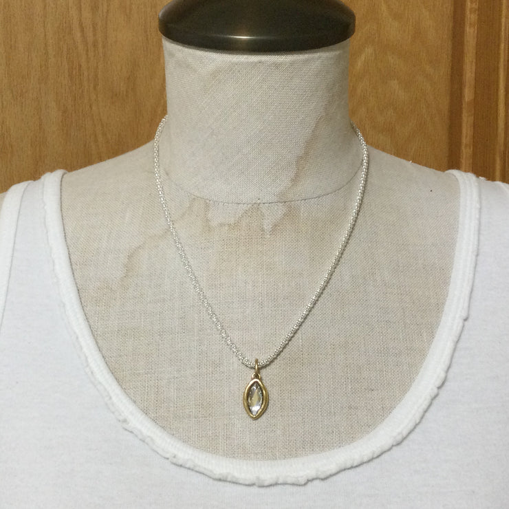 Krista/18” Gold Crystal Sterling Silver Necklace