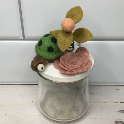 Wooly Turtle on White Stash-it Jar