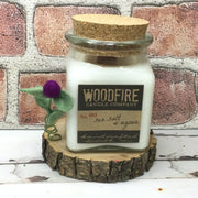 Eggplant Wooly Flora Candle Coaster/Natural Tree Slice