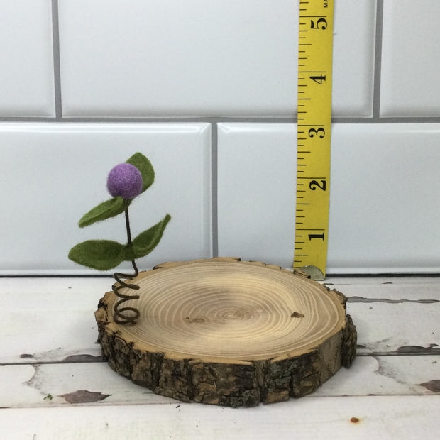 Lavender Wooly Flora Candle Coaster/Natural Tree Slice