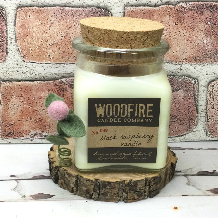 Faded Rose Wooly Flora Candle Coaster/Natural Tree Slice