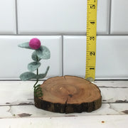 Raspberry Wooly Flora Candle Coaster/Natural Tree Slice