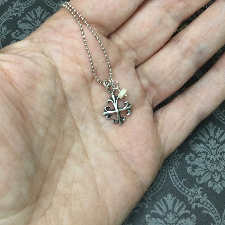 Mac/18” Sterling Cross Charm Sterling Silver Necklace