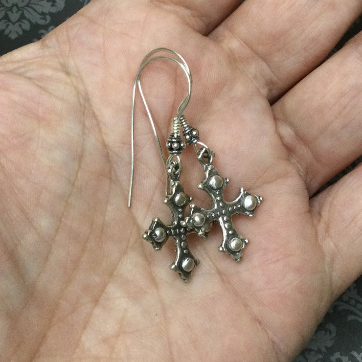 Sam/Sterling Cross Silver Earrings