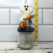 Wooly Ghost on Black Stash-it Jar/Halloween