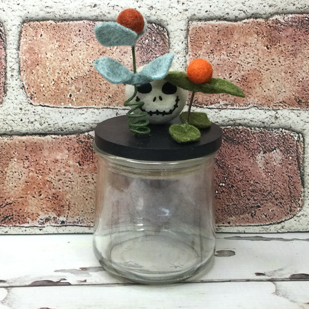 Wooly Skully on Black Stash-it Jar/Halloween