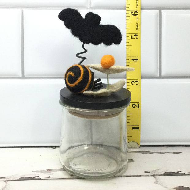 Wooly Bat on Black Stash-it Jar/Halloween