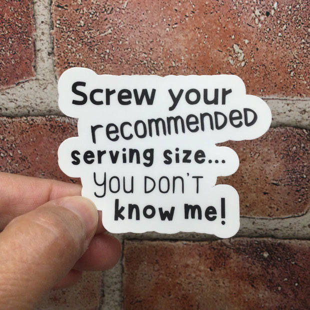 Recommended Serving Size/Vinyl Sticker