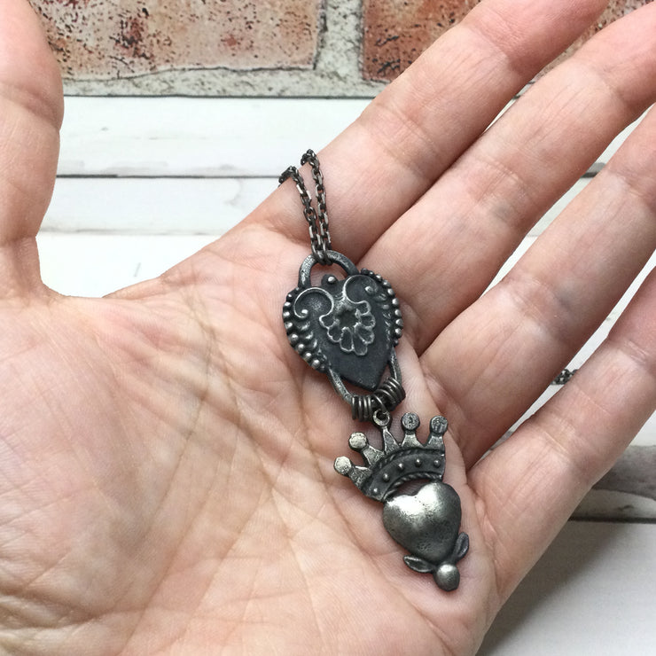 Rhett/30” Pewter Pendant Gunmetal Necklace