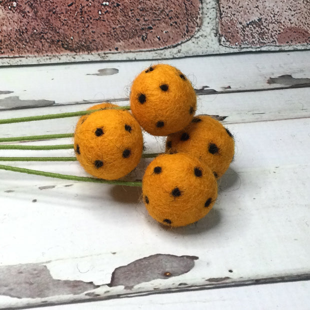 Round Orange with Black DotsWooly Bud on 18" Stem