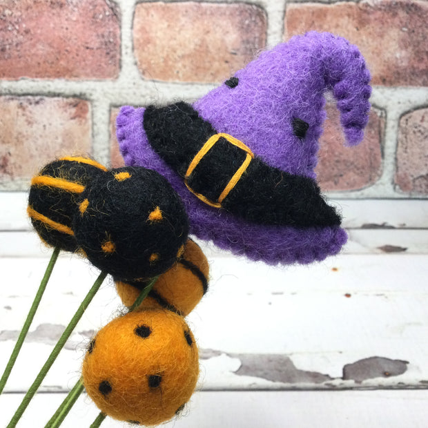 Witch Hat/Wool Buddy on 18" Stem