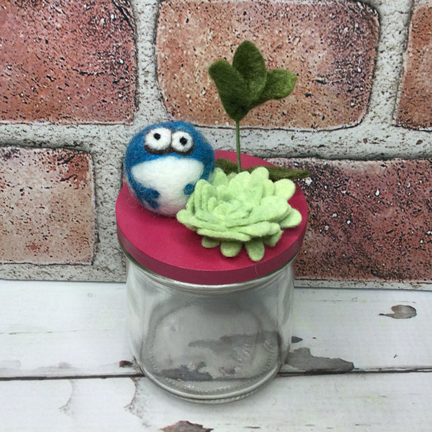 Wooly Frog on Raspberry Stash-it Jar