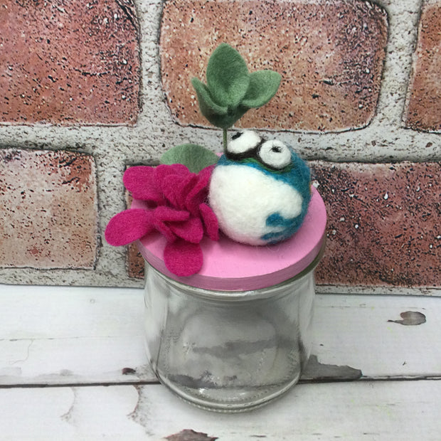 Wooly Frog on Pink Stash-it Jar