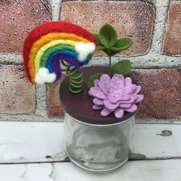 Wooly Rainbow on Eggplant Stash-it Jar