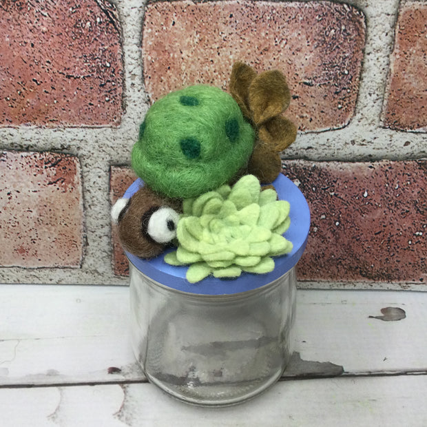 Wooly Turtle on Periwinkle Stash-it Jar