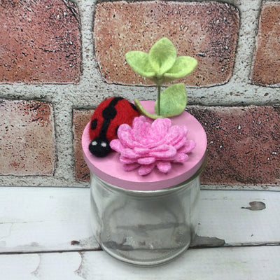 Wooly LadyBug on Pink Stash-it Jar